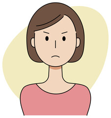 怒った表情をする女性のベクターイラスト