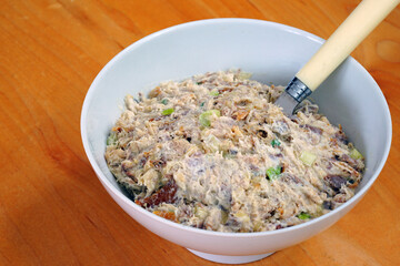 Bowl with smoked mackerel pate spread