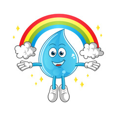 water drop with a rainbow mascot. cartoon vector