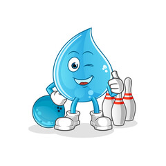 water drop play bowling illustration. character vector