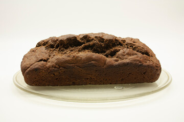 Gasronomy and pastry chocolate pancake on glass plate