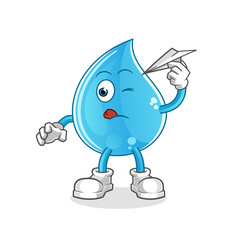water drop with paper plane character. cartoon mascot vector