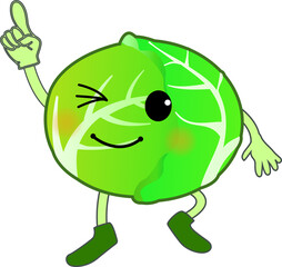 指差しをする可愛いキャベツのキャラクター