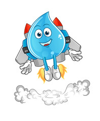 water drop with jetpack mascot. cartoon vector