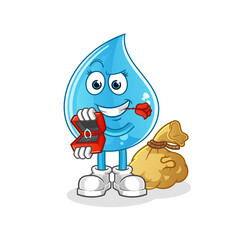 water drop propose and holding ring character. cartoon mascot vector