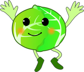 万歳する可愛いキャベツのキャラクター
