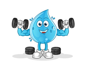 water drop weight training illustration. character vector