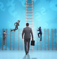 Competition concept with businessman beating competitors