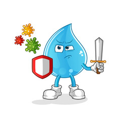 water drop against viruses cartoon. cartoon mascot vector