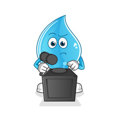 water drop judge holds gavel illustration. character vector