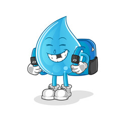 water drop goes to school vector. cartoon character