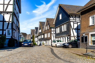 Historic core of Freudenberg with beautiful half-timbered houses in Siegerland, Germany