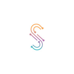 letter s creative logo illustration digital electronic circuits vector design line color