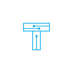 letter T, logo, digital illustration, electronic circuits, vector design