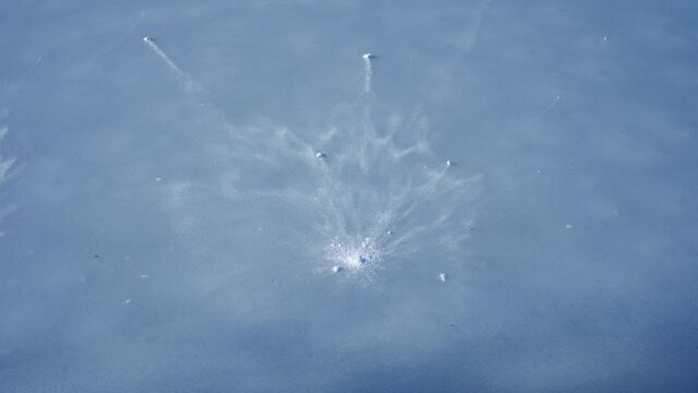 Snowball being thrown in slow motion on the ice.