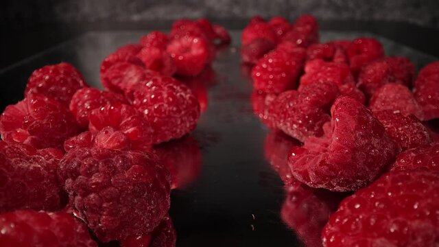 Fresh raspberries in close-up shot with probe lens - food photography