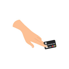 Use credit card to buy product online, Hands holding credit card.