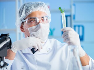 Biotechnology concept with scientist in lab