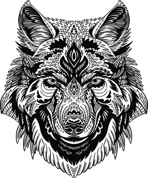 Wolf Portrait Zentangle
