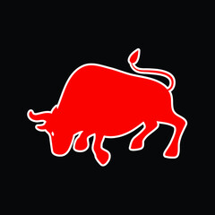 Vector illustration of a bull fight on black background