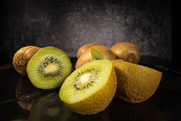 Fresh kiwi in close-up - very healthy fruits - close-up shot