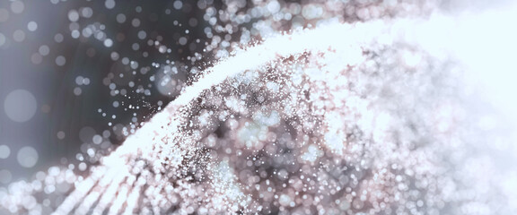 Bokeh Abstract shiny light and glitter with de focused. Glitter light background, Gold, White, Blue bokeh glitter sparkle background. Bokeh light effect creative background.