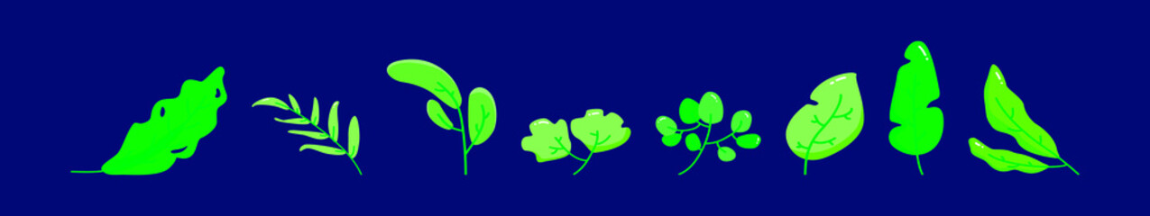 set of hojas leaves cartoon icon design template with various models. vector illustration isolated on blue background
