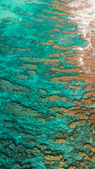 Fototapeta na wymiar aerial drone over polihale beach showing reef