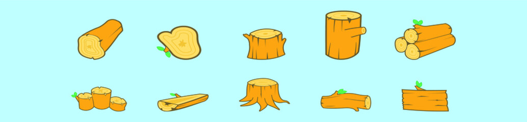 set logging of cartoon icon design template with various models. vector illustration isolated on blue background