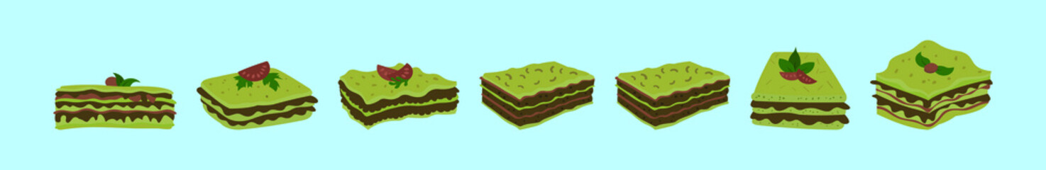 set of delicious foods cartoon icon design template with various models. vector illustration isolated on blue background