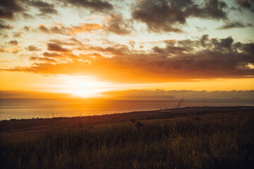 Sunset over the Westside of Kauai on a road trip
