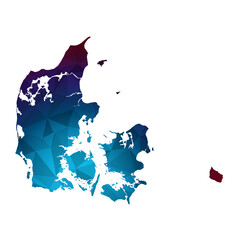 Map of Denmark from Polygonal wire frame low poly mesh,Denmark map Vector Illustration EPS10.