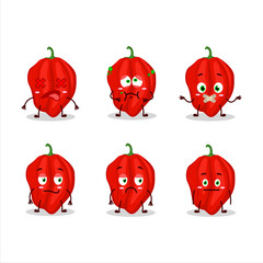 New red habanero cartoon character with nope expression