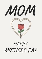 Obraz premium Mom happy mother's day text with red flower and heart on white background