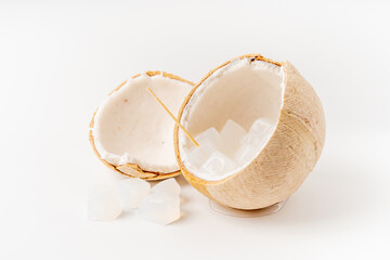 Fresh coconut nuts on pure white background