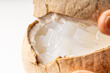 Fresh coconut nuts on pure white background