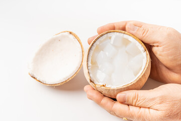 Fresh coconut nuts on pure white background