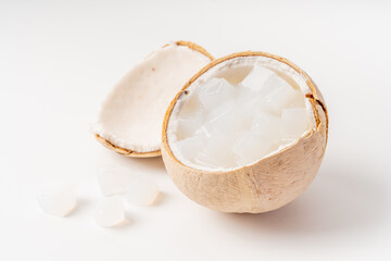 Fresh coconut nuts on pure white background