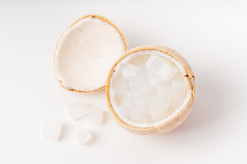 Fresh coconut nuts on pure white background