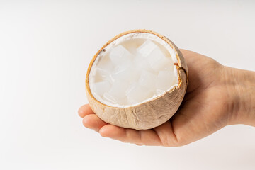 Fresh coconut nuts on pure white background