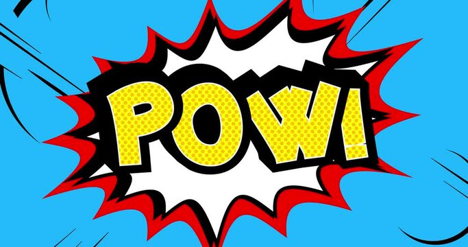 4k animated Pow! comic book word footage with Chroma key, green screen background. Icon for web site, greeting cards, social media posts, apps and motion posters. Good for transition between scenes.