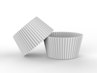 Blank paper baking cupcake liner for mockup. 3d render illustration.