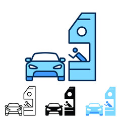 Drive through icon in different style. Two colored and black drive thru vector icons designed in filled outline, line, glyph and solid style. Vector illustration isolated on white background. EPS 10