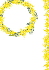 春　レトロ　ミモザアカシア　イベント　チラシ　テンプレート　花柄　マルシェ　ハンドメイド