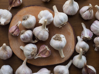 신선한 유기농 채소 마늘, 음식재료 
