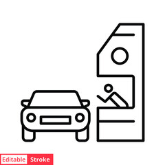 Drive through line icon. Simple outline style symbol for web, mobile, ui design. Thru, window, car, restaurant, shop concept. Vector illustration isolated on white background. Editable stroke EPS 10.