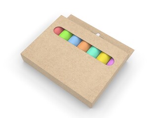 Blank Multicolor Washable Chalk Pack for Kids Toddlers For Mockup. 3d render illustration.