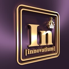 Business concept. Fictional innovatium chemical element. Business chemistry. 3D rendering