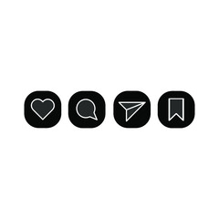 Vector social media Like, comment, share and save icons. Editable and changeable color.
