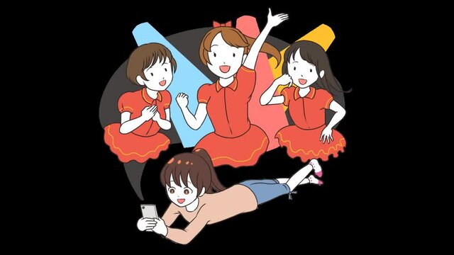 スマホゲームで遊ぶ女の子　アイドル系